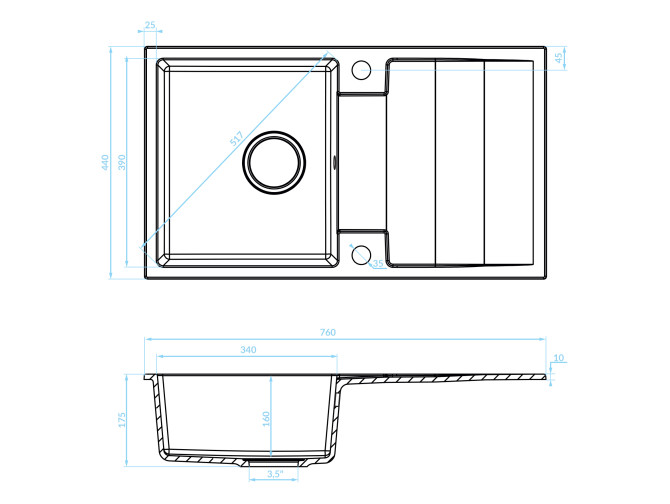 Granitspüle 1-Becken in Grau RAB... Granitspüle 1-Becken in Grau RAB...