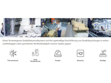 Granitspüle 1-Becken in Schwarz RAB 56x44 mit kurzer Ablaufplatte | Siphon im SET!