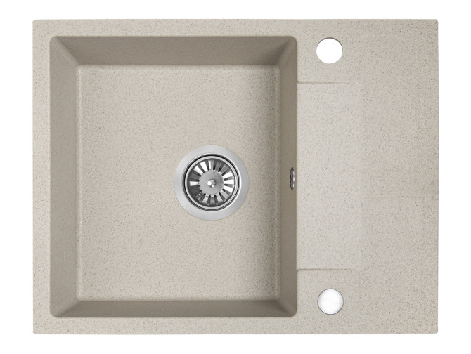 Granitspüle 1-Becken in Beige RAB 56x44 mit kurzer Ablaufplatte | Siphon im SET!