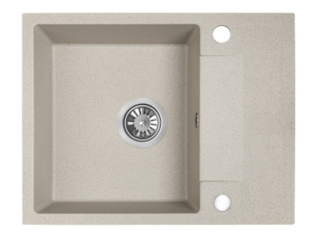 Granitspüle 1-Becken in Beige RAB 56x44 mit kurzer Ablaufplatte | Siphon im SET!