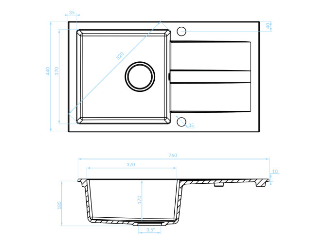 Granitspüle 1-Becken in Beige SHIRE...