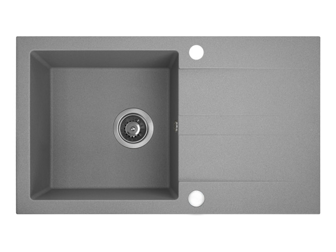 Granitspüle 1-Becken in Grau SHIRE 76x44 mit Ablaufplatte | Siphon im SET!