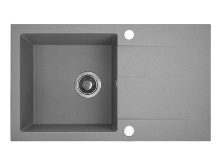 Granitspüle 1-Becken in Grau SHIRE 76x44 mit Ablaufplatte | Siphon im SET!