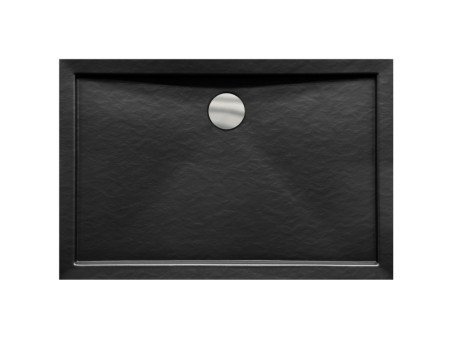 Duschwanne Rechteck Alpinas 100x80x3,5x14 Schwarz | Ablaufgarnitur & Füße im SET!