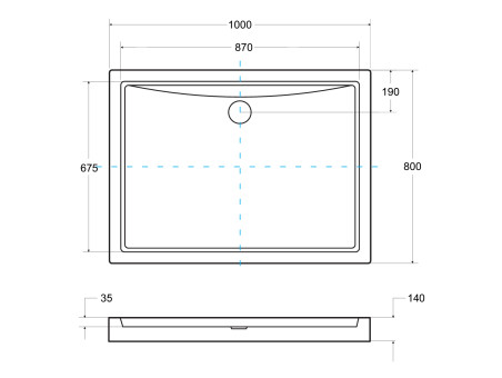 Duschwanne Rechteck Alpinas 100x80x3,5x14 Schwarz | Ablaufgarnitur & Füße im SET!