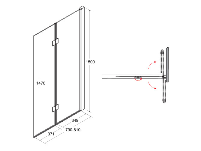 Duschwand 2-teilig Prestigio 80x150...