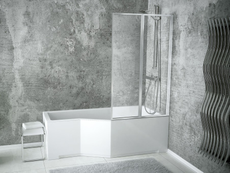 Duschwand 2-teilig Ambition Premium 2 80x140 Gehärtetes Glas 4 mm