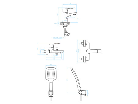 Badewannenarmatur in Chrom BORGO Badarmatur Wannenbatterie Komplette Set