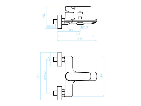 Badewannenarmatur in Schwarz GAVA Badarmatur Wannenbatterie