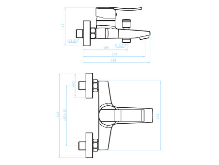 Badewannenarmatur in Chrom MADERA Badarmatur Wannenbatterie