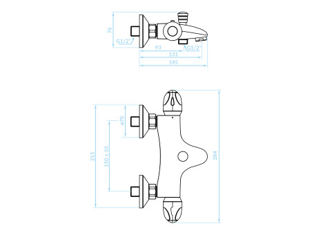 Badewannenarmatur in Chrom MER ROUGE Thermostatisch Badarmatur Wannenbatterie