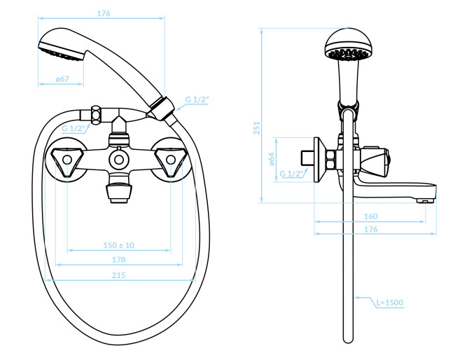 Badewannenarmatur in Chrom NORM...