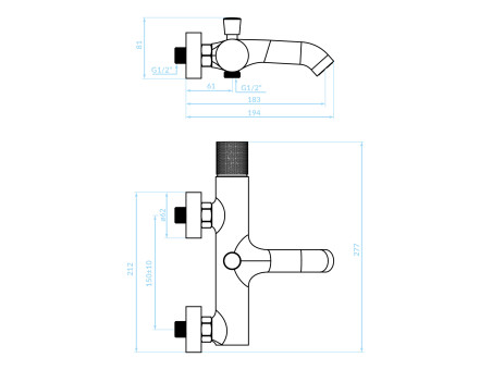 Badewannenarmatur in Chrom-Schwarz PEROS Badarmatur Wannenbatterie