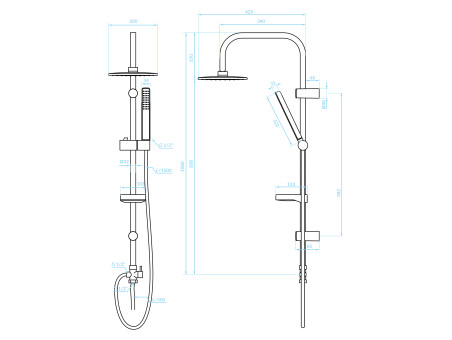 Regendusche in Schwarz ARES Handbrause, Duschsystem