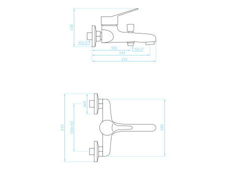 Badewannenarmatur in Chrom TIBI Badarmatur Wannenbatterie