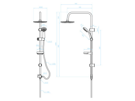 Regendusche in Schwarz CENTO Handbrause, Duschsystem