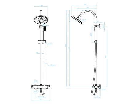 Dusch-Set in Chrom Thermostatisch CARACC Duschsäule