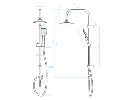 Regendusche in Chrom LIMOS Handbrause, Duschsystem