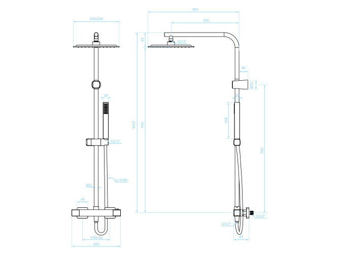 Dusch-Set in Schwarz Thermostatisch...