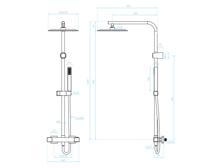 Dusch-Set in Schwarz Thermostatisch CUBI Duschsäule