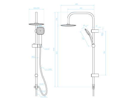 Regendusche in Chrom ONDO Handbrause, Duschsystem