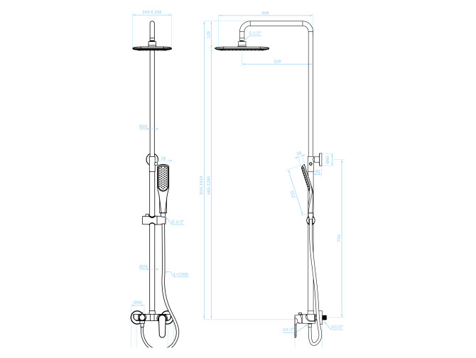 Dusch-Set in Weiß DIMA Duschsäule Dusch-Set in Weiß DIMA Duschsäule