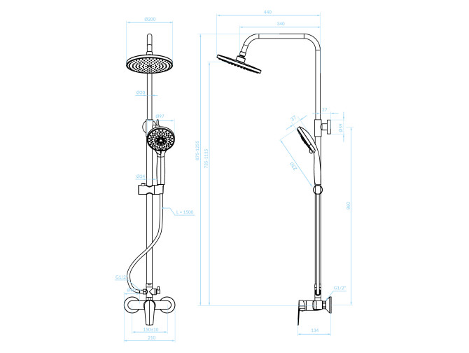 Dusch-Set in Chrom LUGA Duschsäule Dusch-Set in Chrom LUGA Duschsäule