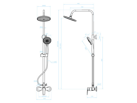 Dusch-Set in Chrom LUGA Duschsäule