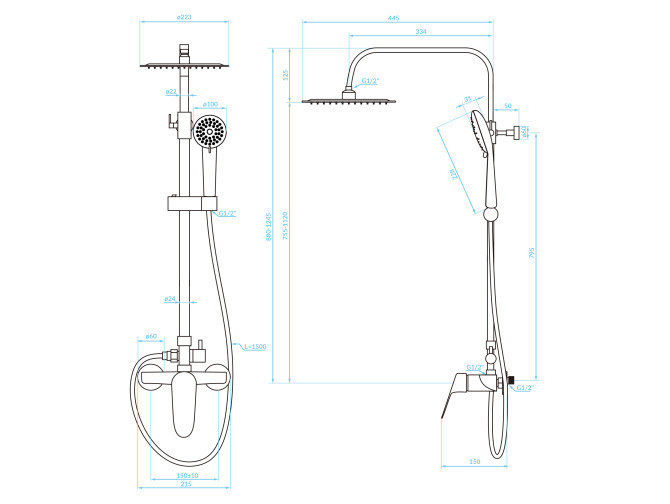 Dusch-Set in Schwarz SAGRA Duschsäule Dusch-Set in Schwarz SAGRA Duschsäule