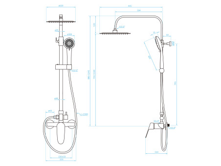 Dusch-Set in Schwarz SAGRA Duschsäule