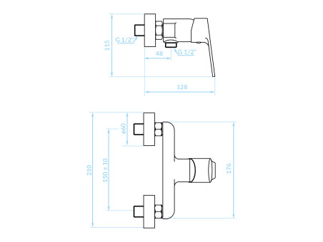 Brausearmatur in Chrom BORGO Badarmatur Duschbatterie