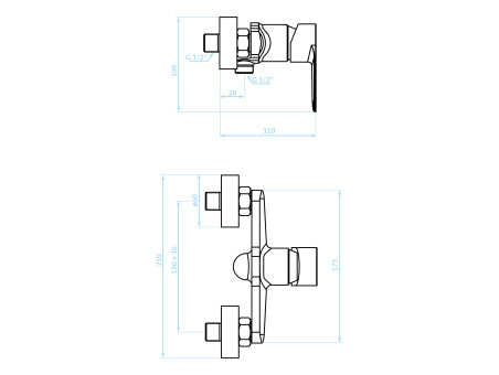 Brausearmatur in Chrom FRESNO Badarmatur Duschbatterie