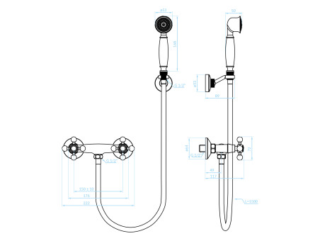 Brausearmatur in Chrom STILO Badarmatur Duschbatterie Komplette Set