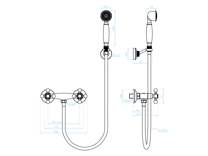 Brausearmatur in Antik Messing STILO... Brausearmatur in Antik Messing STILO...