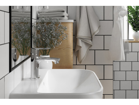 Waschtischarmatur in Chrom CENTO Kleine Wasserhahn Mischbatterie + Click-Clack