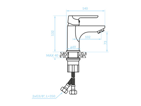 Waschtischarmatur in Schwarz DIMA Kleine Wasserhahn Mischbatterie + Click-Clack