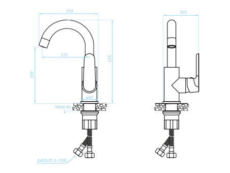 Waschtischarmatur in Weiß DIMA Hoch Wasserhahn Mischbatterie