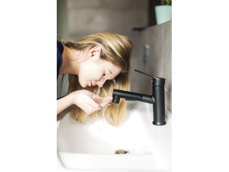 Waschtischarmatur in Schwarz FONTE Kleine Wasserhahn Mischbatterie + Click-Clack