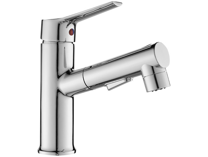 Waschtischarmatur in Chrom FONTE Kleine Wasserhahn Mischbatterie + Click-Clack