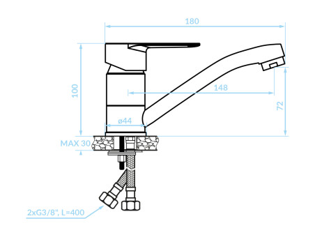 Waschtischarmatur in Chrom FRESNO Kleine Wasserhahn Mischbatterie