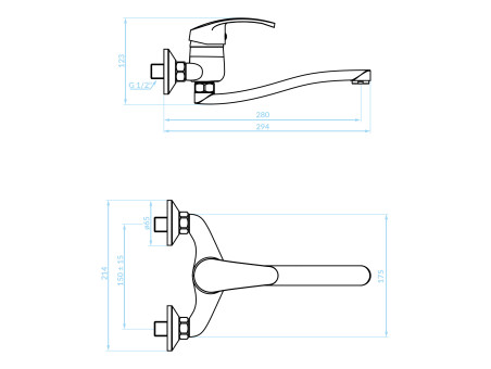 Küchenarmatur in Weiß KAKADU Wandmontage Wasserhahn Küchenmischer