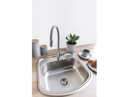 Küchenarmatur in Chrom-Grau ELZA Wasserhahn Küchenmischer mit flexiblen 2-Funktionen Auslauf