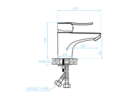 Waschtischarmatur in Chrom MADERA Kleine Wasserhahn Mischbatterie