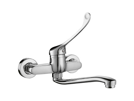 Küchenarmatur in Chrom MADERA Wandmontage Wasserhahn Küchenmischer mit medizinischem Hebel