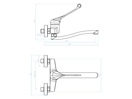 Küchenarmatur in Chrom MADERA Wandmontage Wasserhahn Küchenmischer mit medizinischem Hebel