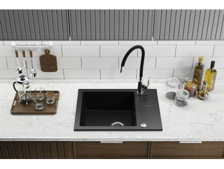 Küchenarmatur in Schwarz ELZA Wasserhahn Küchenmischer mit flexiblen Auslauf