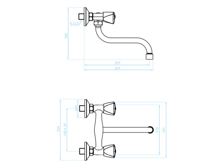 Küchenarmatur in Chrom NORM Wandmontage Wasserhahn Küchenmischer