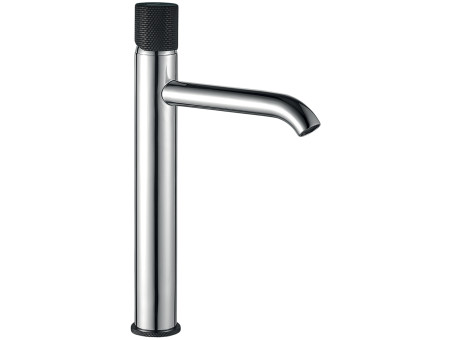 Waschtischarmatur in Chrom-Schwarz PEROS Hoch Wasserhahn Mischbatterie + Click-Clack