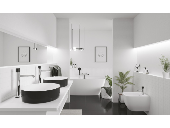 Waschtischarmatur in Chrom-Schwarz... Waschtischarmatur in Chrom-Schwarz...