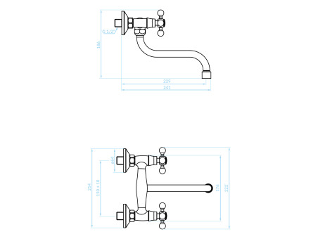 Küchenarmatur in Chrom STILO Wandmontage Wasserhahn Küchenmischer